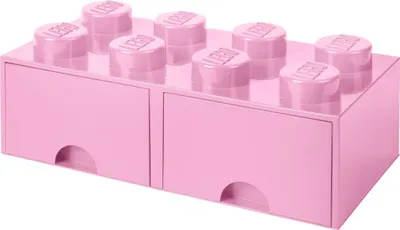 Produktbild von LEGO Aufbewahrungsbox in Ziegelsteinform mit 2 Schubladen 8 Noppen - Pink