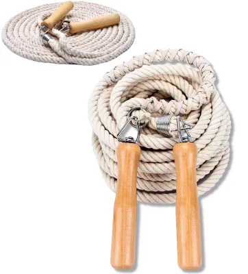 Produktbild von Springseil Baumwolle, 3 m, Holzgriffe, für den Außensport