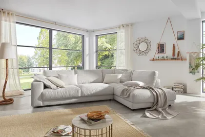 Produktbild von KAWOLA Sofa MADELINE Ecksofa Cord hellgrau Recamiere rechts