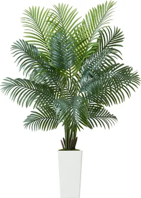 Obrázek produktu pro SucceBuy Umělá palma Areca, 1,8 m, tropická umělá rostlina s bílým květináčem, dekorativní hedvábná rostlina v květináči pro verandy, obývací pokoje, terasy, domácnosti a kanceláře