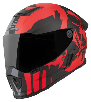 Produktbild von Bogotto Rapto Demon Helm, grau/rot matt, 2XL (63/64)
