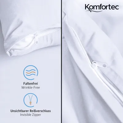 Immagine prodotto di Komfortec biancheria da letto premium 135x200 cm copripiumino + 80x80 cm federa, spazzolato 100% poliestere microfibra 120 g/m², set di biancheria da letto 2 pezzi super soft, bianco