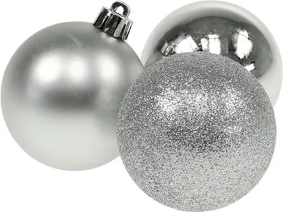 Produktbild von Weihnachtskugeln Mix Kunststoff 6cm 10er Set - Silber