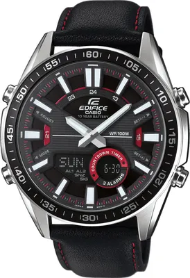 Obrázok produktu pre Casio Edifice digitálne analógové pánske hodinky s koženým remienkom čierne EFV-C100L-1AVEF