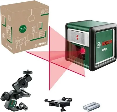 Image de Laser Lignes Bosch Quigo, Lignes Horizontales et Verticales, Mise à Niveau Automatique, Pince Universelle MM2