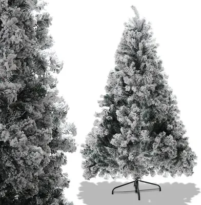 Immagine prodotto di Jopassy albero di Natale abete con supporto in metallo per decorazione natalizia con neve, albero di Natale 550 punte aghi in PVC, verde, 150cm