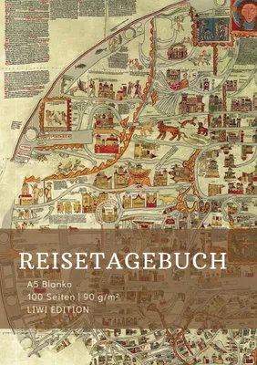 Produktbild von Reisetagebuch zum Selberschreiben - A5 blanko - 100 Seiten 90g/m² - Soft Cover - Motiv Ebstorfer Weltkarte -Papier