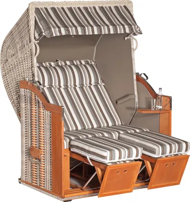 Produktbild von Classic Strandkorb Halbliegemodell 2-Sitzer Antik Weiß