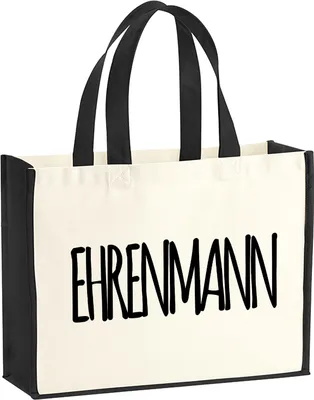 Produktbild von Huuraa Jutetasche Ehrenmann Jugendwort 21 Liter Black Jute und Baumwolle Einkaufstasche Geschenkidee