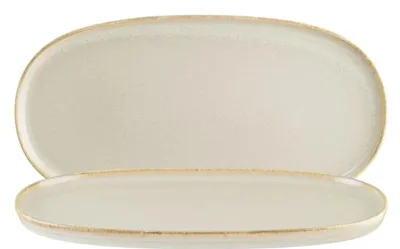 Productafbeelding van Zandkleurige Hygge platte ovalen schaal, 34x23 cm - 6 stuks