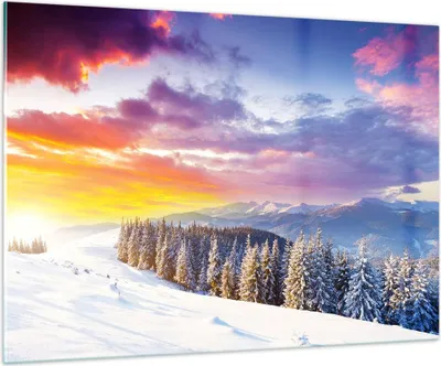 Produktbild von Bilder auf glas - Berge Schnee Winter - 100x70cm - Glasbilder - Wandbilder - Kunstdruck - zum Aufhängen bereit - Wanddekoration aus Glas - Glas Bilder - Wandbild auf Glas - Einteilig - GAA100x70-3605