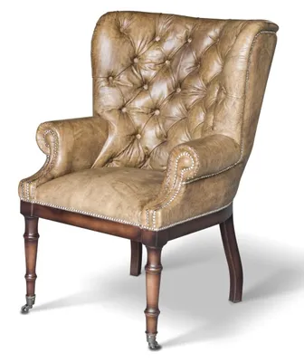 Produktbild von Casa Padrino Chesterfield Echtleder Sessel Vintage Leder mit Rollen - ALLE FARBEN - Luxus Wohnzimmer Ohrensessel Möbel Büffelleder Sessel
