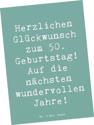 Produktbild von Mr. & Mrs. Panda Fotokarte Spruch 50. Geburtstag Glückwunsch - Meeresbrise - Geschenk, Ansichtskarten, Herzlichen, Kunstkarten, Gesundheit, Ansichtskarte, Grußkarte