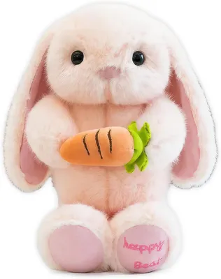 Produktbild von Suesses Osterhase Plueschtier 26cm mit Karotte Weiches Kuscheltier Hase Flauschiger Osterhase Kuscheltier aus PP-Baumwolle Perfekte Ostergeschenke Ostern Geschenke fuer Maedchen und Jungen,Rosa