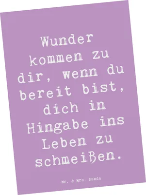 Produktbild von Mr. & Mrs. Panda Postkarte Spruch Wunder Hingabe - Lavendeltraum - Geschenk, Magie, Lächeln, Ansichtskarten, einzelkarte, Grußkarte, Motivation, Postkarten, Freude, Zitat