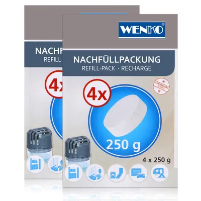 Produktbild von Wenko Entfeuchter Tab Nachfüllpackung 4x250g - 50210100 Raumfeuchter (2er Pack)