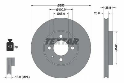 Produktbild von 2 Textar Bremsscheiben belüftet 256mm vorne für Seat VW