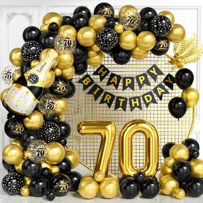 Produktbild von Geburtstagsdeko 70. Schwarz Gold Ballonbogen Kit