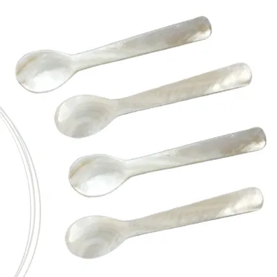 Perlmuttlöffel, handgefertigt, 4er-Set, 12 cm, natürlich