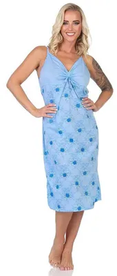 Produktbild von Damen Nachthemd Sleepshirt Nachtwäsche ohne Ärmel; Blau/M/38