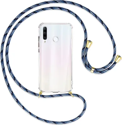 Produktbild von Handykette Backcover-Schutzhülle mit Band (Metall goldfarben) für Huawei P30 Lite - Blautöne