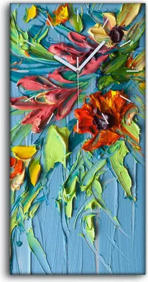 Produktbild von Leinwand Uhr Küche Wohnzimmer Bild Geräuschlos 30x60 Ölgemälde Blumen Kunst - weiße Hände