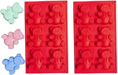 Obrázek produktu pro Silikonová forma na pečení, červená, na muffiny, cupcakes, želé a dezerty, 2dílná
