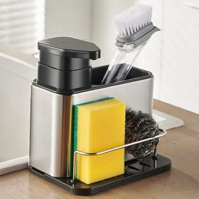 Produktbild von Famanu Spülbecken Organizer mit Sponshalter und Seifenspender, Edelstahl