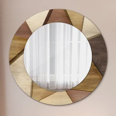 Produktbild von Wohnzimmer Spiegel - Mirror zum Wandspiegel Schlafzimmer – Schminkspiegel - Geometrisch Holz 3D - Runder: Ø50cm
