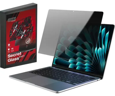 Produktbild von Hybrides Sichtschutzglas für MacBook Air 13" M5 2026, Grizz SecretGlass Easy mit Applikator, Matt