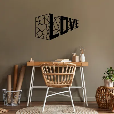 Produktbild von Wallity, Love- SKL2433, Schwarz, Sonstige Wohndekorationen, 68 x 42 cm, 100% Metall (Dicke: 1