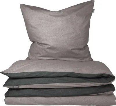 Produktbild von SCHIESSER Bettwäscheset Doubleface | Renforcé | 2-teilig | Zweifarbig | 100?% Baumwolle | Reißverschluss  | 135x200cm + 80x80cm | Grau-Schwarz