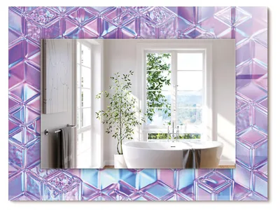 Produktbild von Transparente farbige Würfel – Rechteckiger Spiegel mit Druck 80x60 cm – Modern - Dekorativ für die Wand