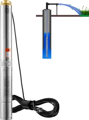 Obrázek produktu pro Hlubinné ponorné čerpadlo VEVOR, 750 W, 230 V, 60 Hz, max. průtok 7,1 m³/h, max. výtlačná výška 75 m, s 9,1 m napájecím kabelem, čerpadlo na vodu z nerezové oceli pro průmyslové, zavlažovací a domácí použití, třída ochrany IP68
