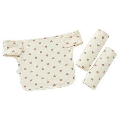 Produktbild von 3er Set Baumwoll-Babylätzchen , Trage-Lätzchen für alle Tragearten, 100% Baumwolle, weiß, unisex, Herz-Motiv
