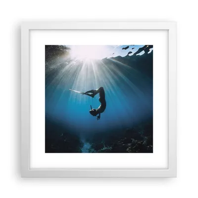 Produktbild von Gerahmtes Poster - Weißer Rahmen - Flossen Boden Taucher - 30x30 cm - Wand Bild - Wanddeko - Wandbilder - Kunstposter - Wandposter - Bilderrahmen - Bilder - Kunstdruck - P2WAC30x30-5097