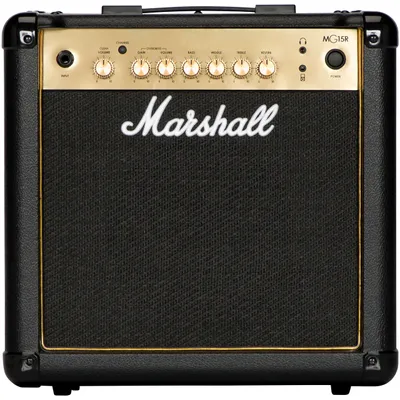 Produktbild von Marshall MG15GR Gitarren-Combo-Verstärker mit Reverb, Übungsverstärker geeignet für E-Gitarre – Schwarz und Gold