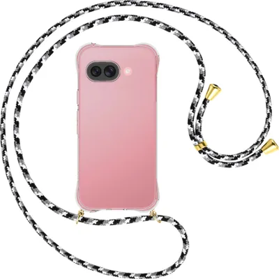 Produktbild von Handykette Backcover-Schutzhülle mit Band (Metall goldfarben) für Google Pixel 9A - schwarz/grau/weiß