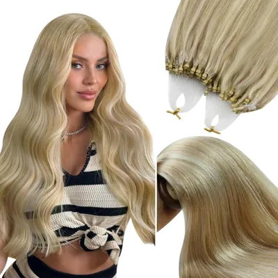 Obrázek produktu pro Elzusha - Mikroprstencové vlasové prodlužování s blond melíry