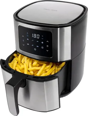 Produktbild von ProfiCook® Heißluftfriteuse PC FR 1239 H - Friteuse Heißluft 5,5L XXL Kapazität, Öl- und fettfreier Airfryer mit LED-Touchscreen u. 7 Programmen, ideal für Pommes Nuggets Steak, Edelstahl 1400W