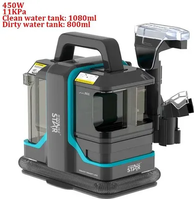 Image de Nettoyeur de tapis et de tissus d'ameublement - Nettoyeur de textiles portable - Puissance 450 W - Puissance d'aspiration 11 kPa - Fonction pulvérisation et aspiration - Tension 220 V - Prise européenne
