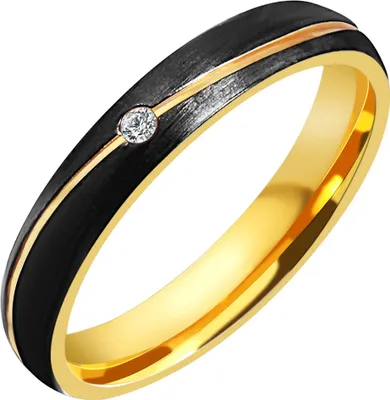 Produktbild von Akzent Damen-Partnerring, Edelstahl, Similbesatz, schwarz/goldfarben