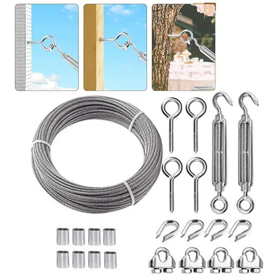 Produktbild von Edelstahl Drahtseil Geländer Set, Edelstahlseil Stahlseil für Terrassen, Geländermontage & Zaunverstärkung