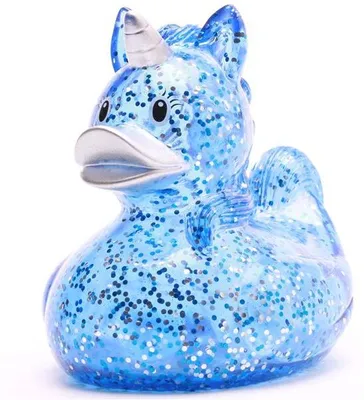 Produktbild von Badeente Einhorn Glitzer blau Vinyl 9,5 cm