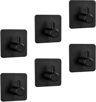 Produktbild von Unyqoos ® Selbstklebende Wandhaken Set von 6 für Badezimmer, Küche und mehr - Einfache Installation ohne Bohren