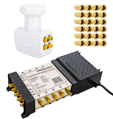 Produktbild von PremiumX Satelliten Multischalter 5/8 SAT Multiswitch Quattro LNB 24x F-Stecker