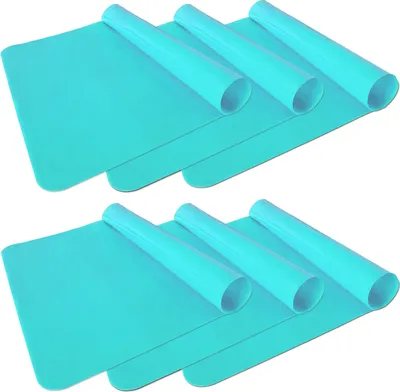 Produktbild von 6er Set Backmatte Silikon 60x40cm Backunterlage Silikonmatte Dauerbackfolie Dauerbackmatte Backpapier Lebensmittelecht Hellblau