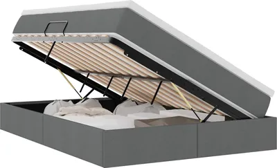 Obrázek produktu pro vidaXL Úložná postel s matrací tmavě šedá 140 x 200 cm