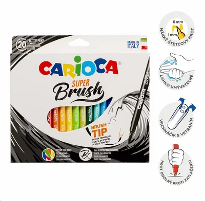 Produktbild von Carioca 42968, Multi, 20 Farben, Mehrfarbig, Pinselspitze, Mehrfarbig, Rund