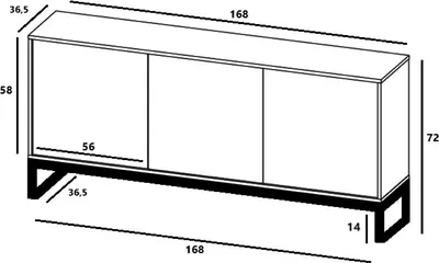 Obrázok produktu pre Komoda RTV Glamour 3D TV skrinka Moderný nábytok Lindner 168cm x 36,5cm x 72cm  Farba: Námornícka modrá  Rám: medený - kov